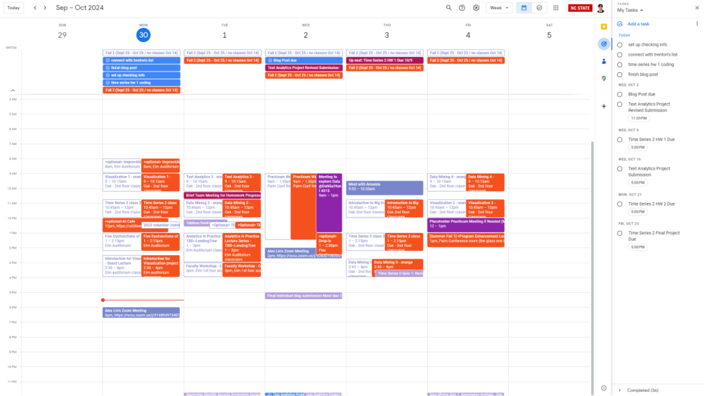 screenshot of Google calendar
