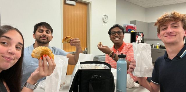 Four students eating